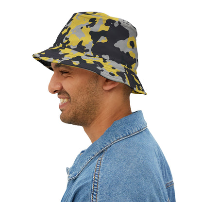 Camo Bucket Hat | Yellow, Black, and Silver Camouflage