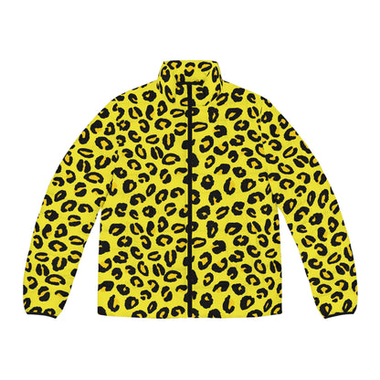 Leopard Puffer Jacket For Men | Yellow & Black