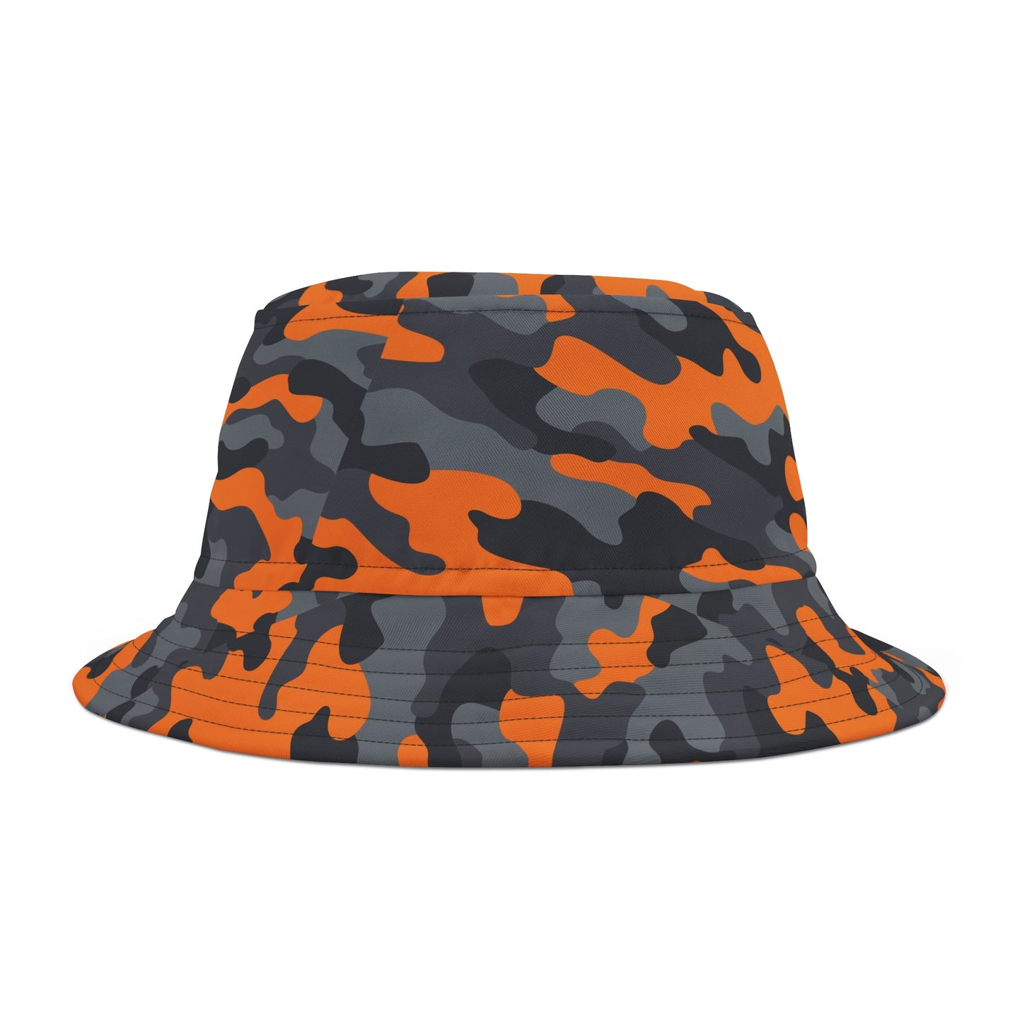 Camo Bucket Hat | Orange, Black, and Gray Camouflage