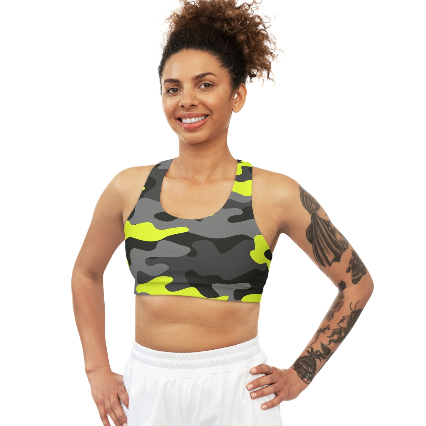 Camo Bra | Black, Gray, and Yellow Sports Camouflage