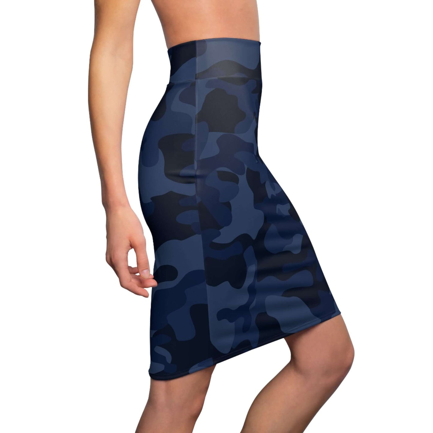 Camo Mini Skirt | Pencil Cut | Deep Blue