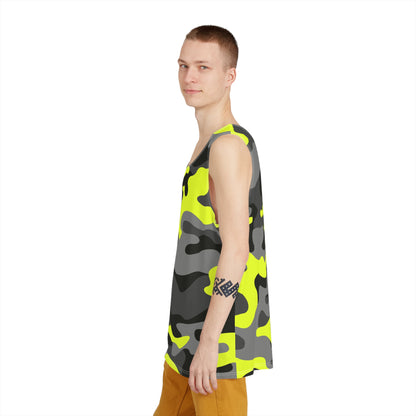 Men's Camo Tank Top | Yellow, Black, and Gray | Loose Fit