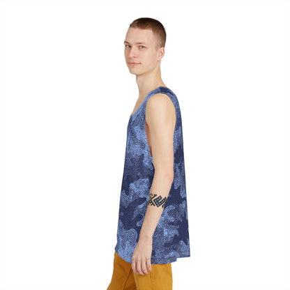 Men's Camo Tank Top | Denim Blue Camouflage | Loose Fit