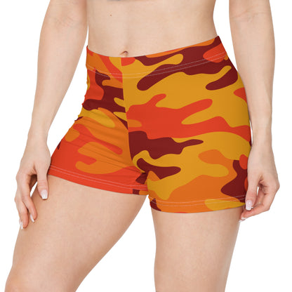 Women's Camo Shorts | Tight Fit | Orange & Red Camouflage