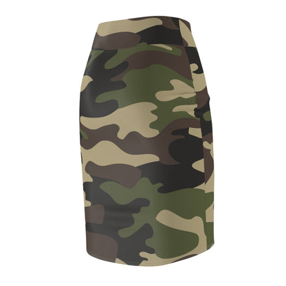 Camo Mini Skirt | Pencil Cut | Classic Green