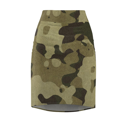 Camo Mini Skirt | Pencil Cut | Green Fabric