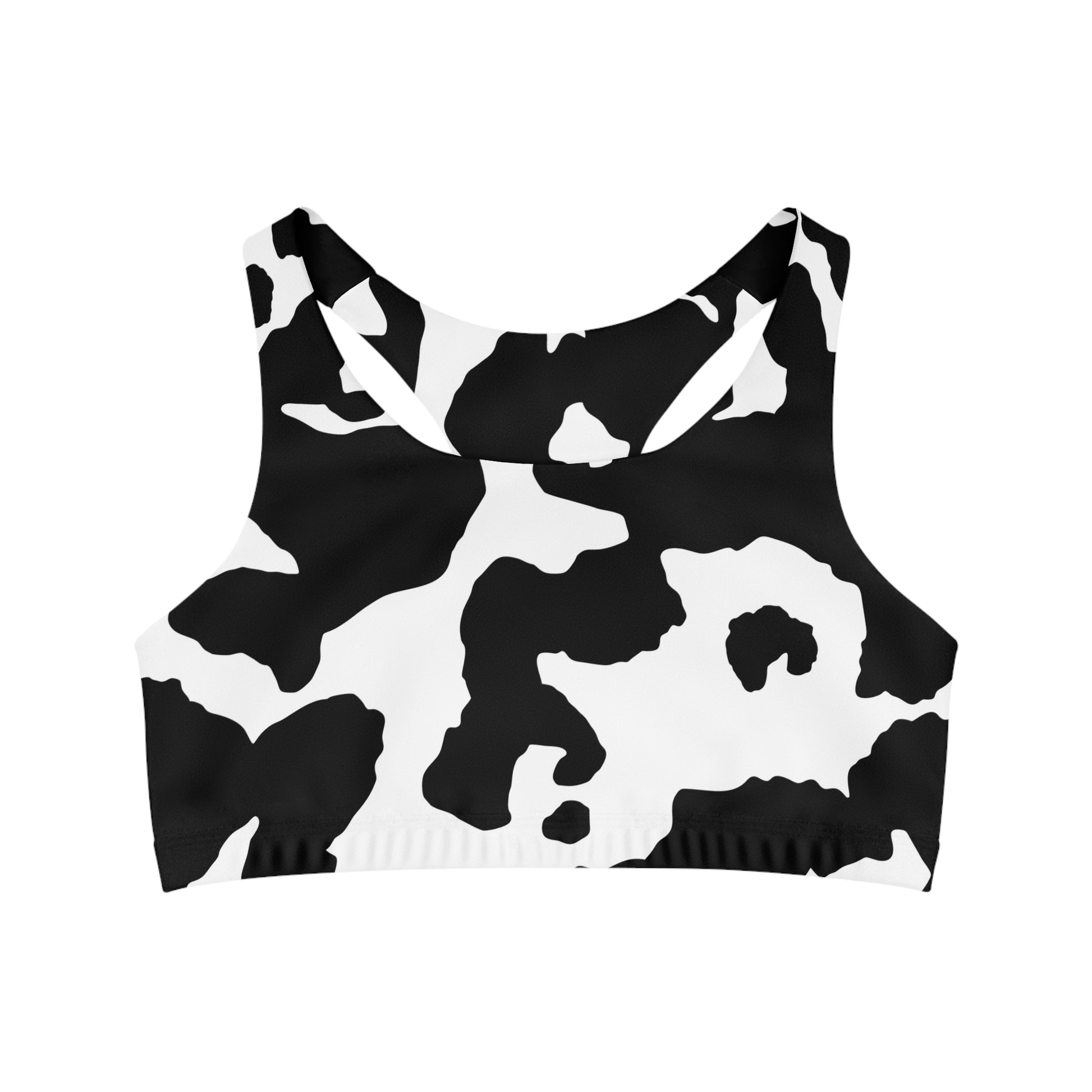 Camo Bra | Black & White Cow Print Sports Camouflage