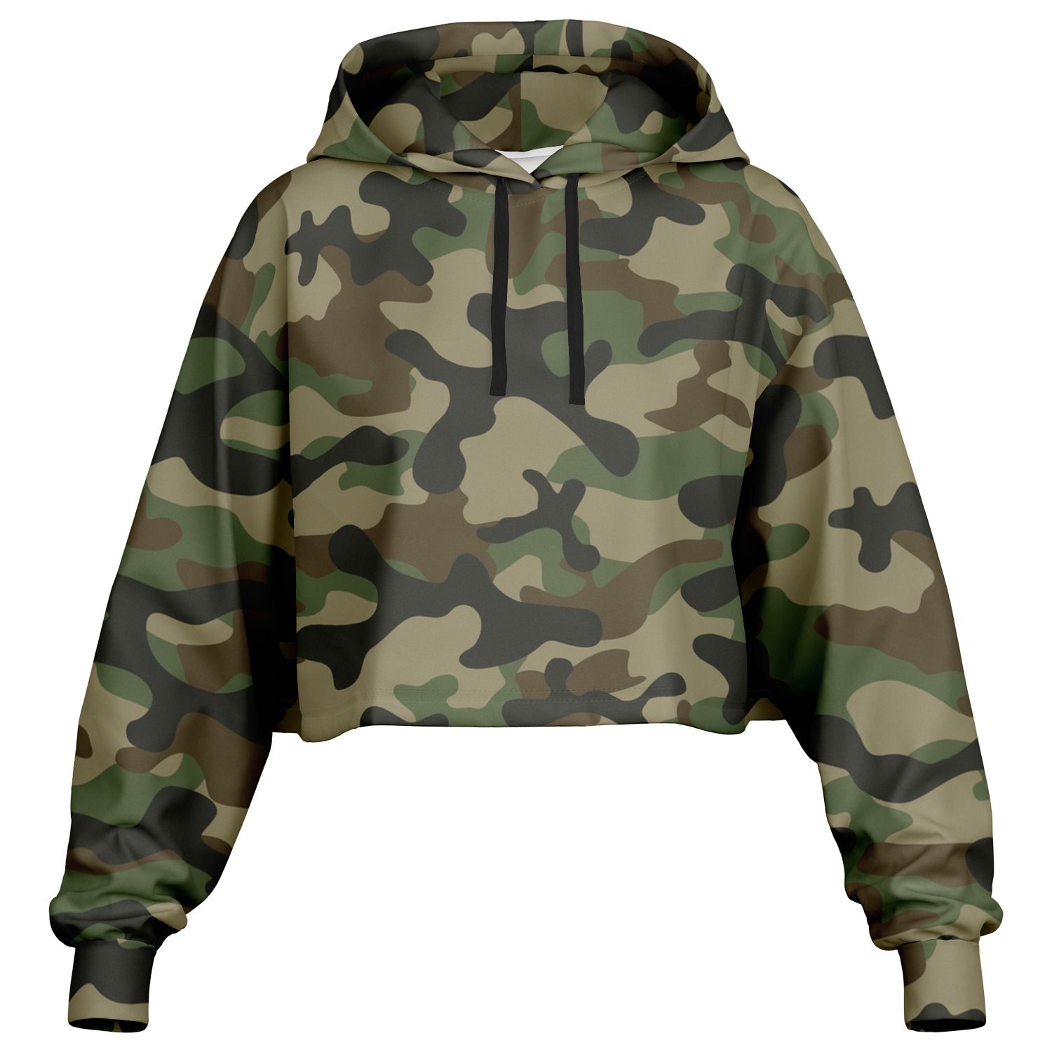 Cropped Hoodie For Women | Military Brown Camouflage