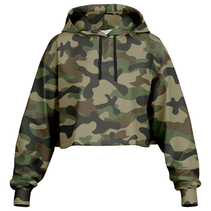 Cropped Hoodie For Women | Military Brown Camouflage