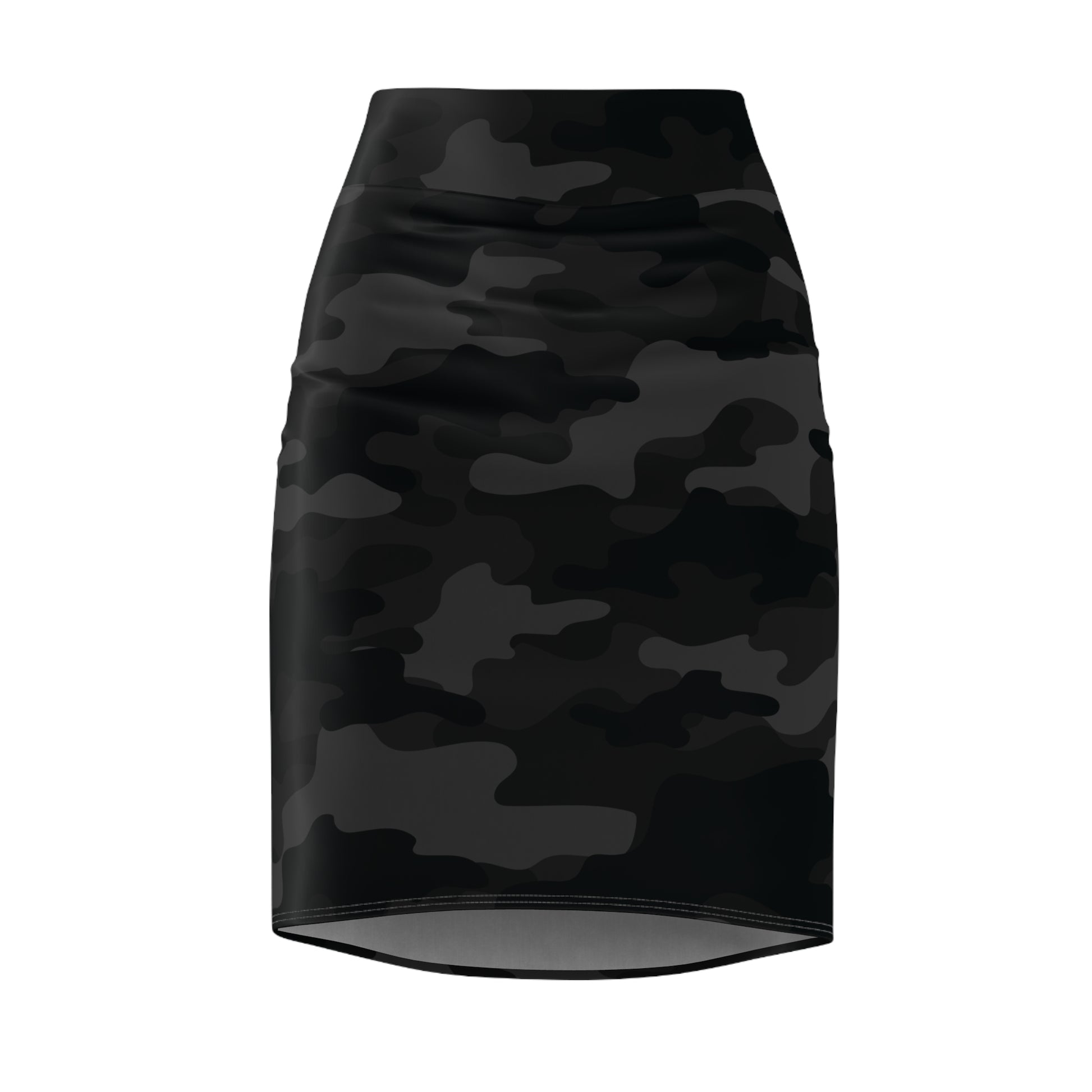 Camo Mini Skirt | Pencil Cut | Black Camouflage