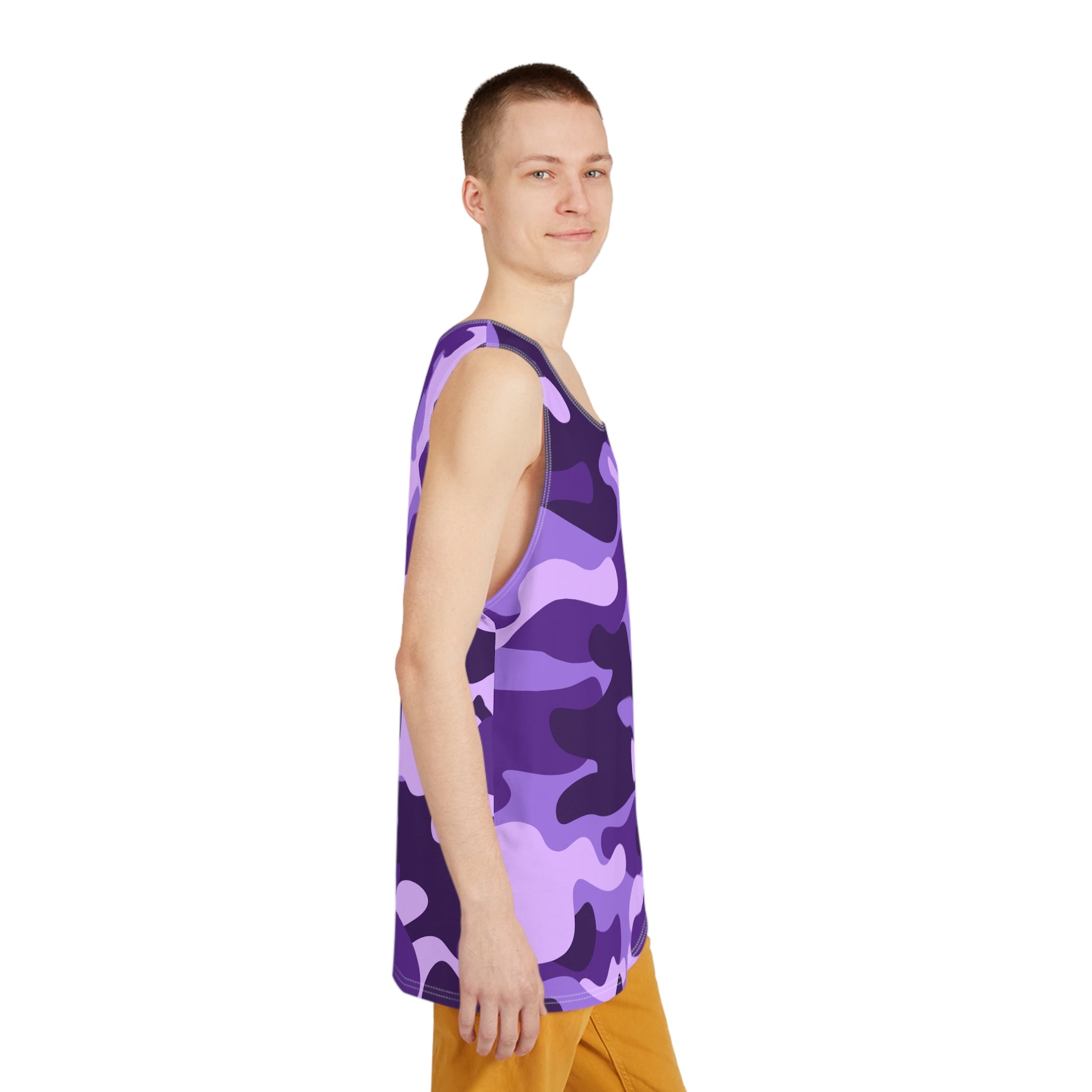 Men's Camo Tank Top | Purple, Blue, and Mauve | Loose Fit