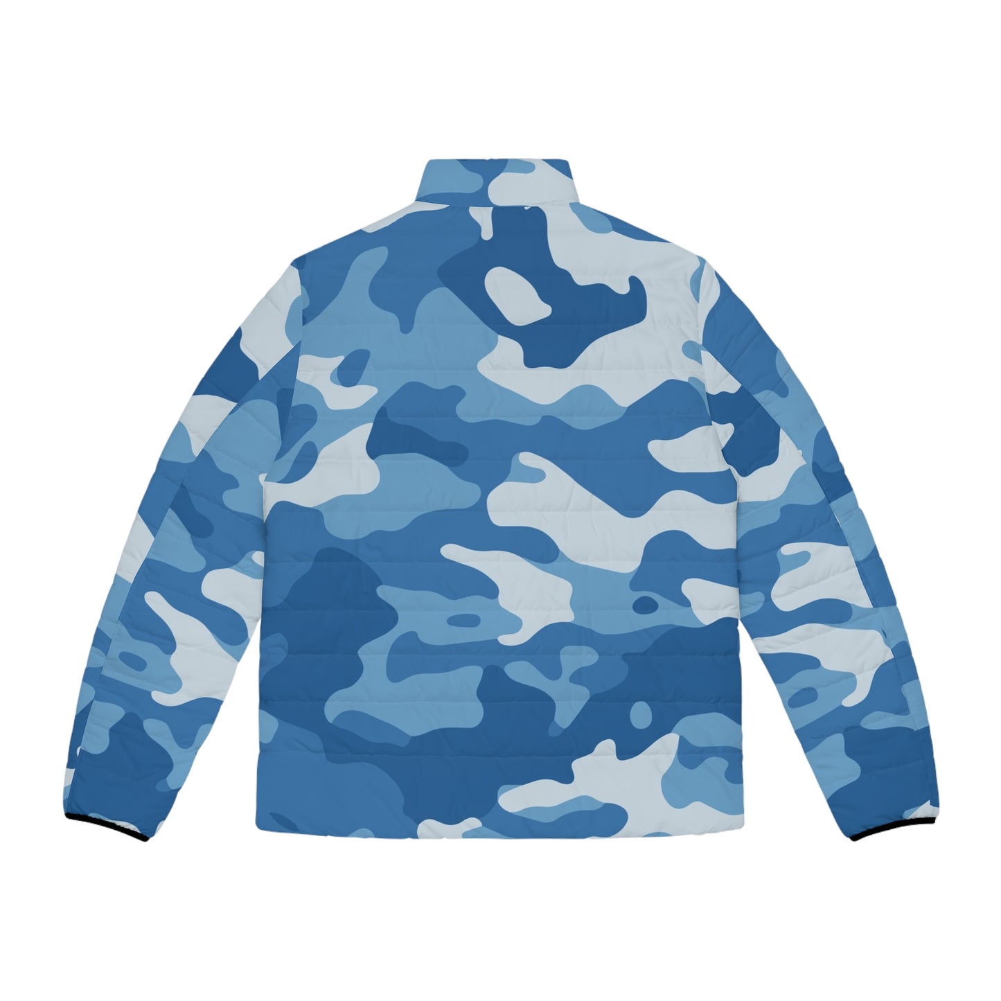 Men's Puffer Jacket - Blue Camo Army-Inspired Camouflage