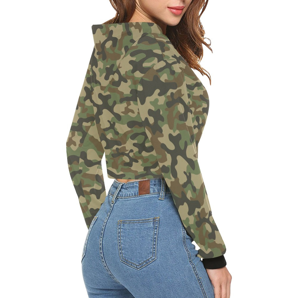 Cropped Camo Hoodie | Tight Fit | Military Brown Camouflage