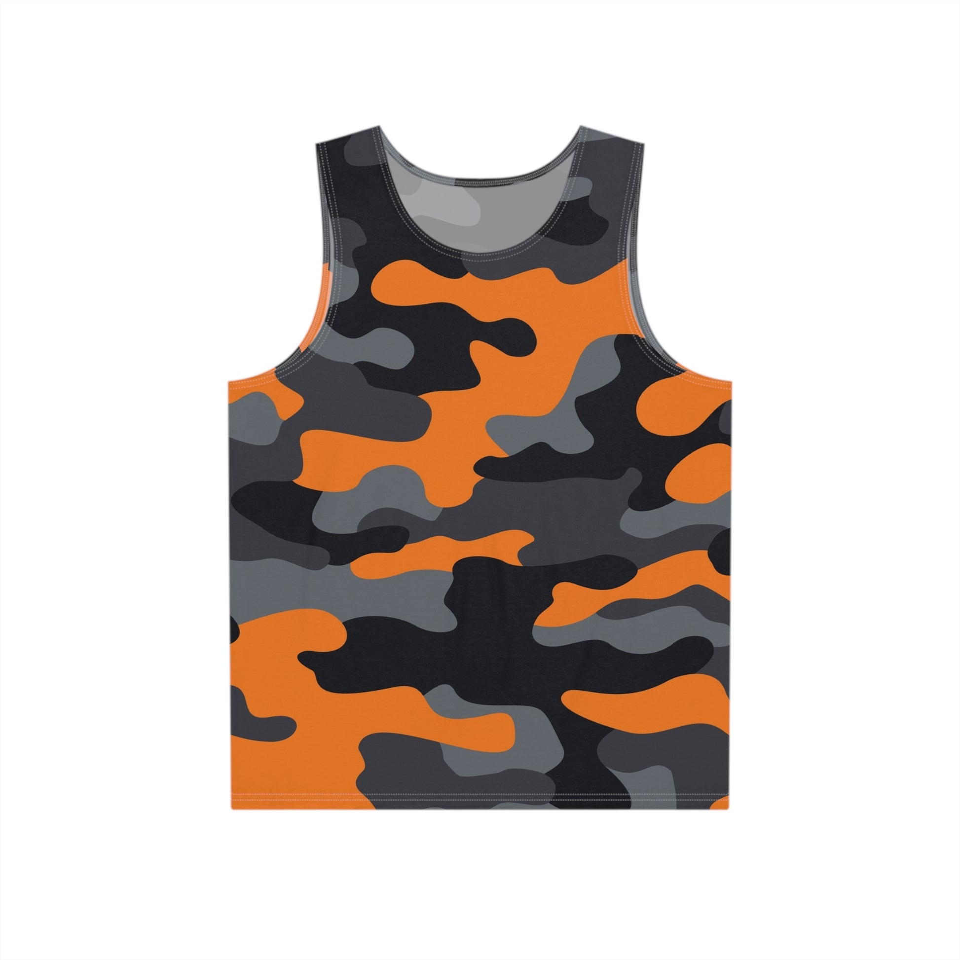 Men's Camo Tank Top | Orange, Black, and Gray | Loose Fit