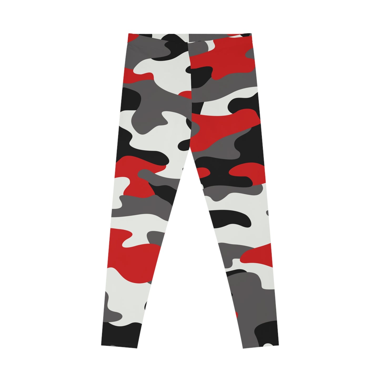 Red, Black, and White Camo Leggings For Women