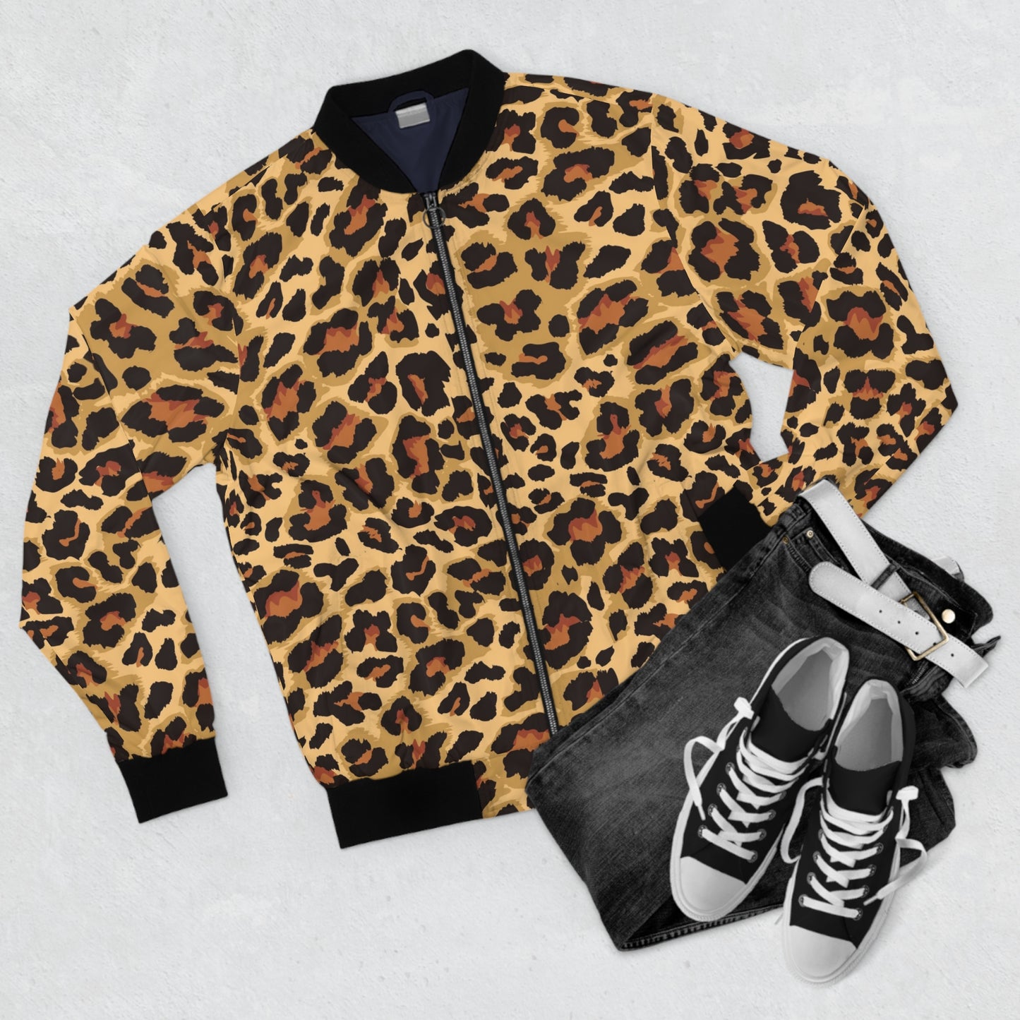 Leopard Jacket | Men's Classic Bomber | Brown and Black