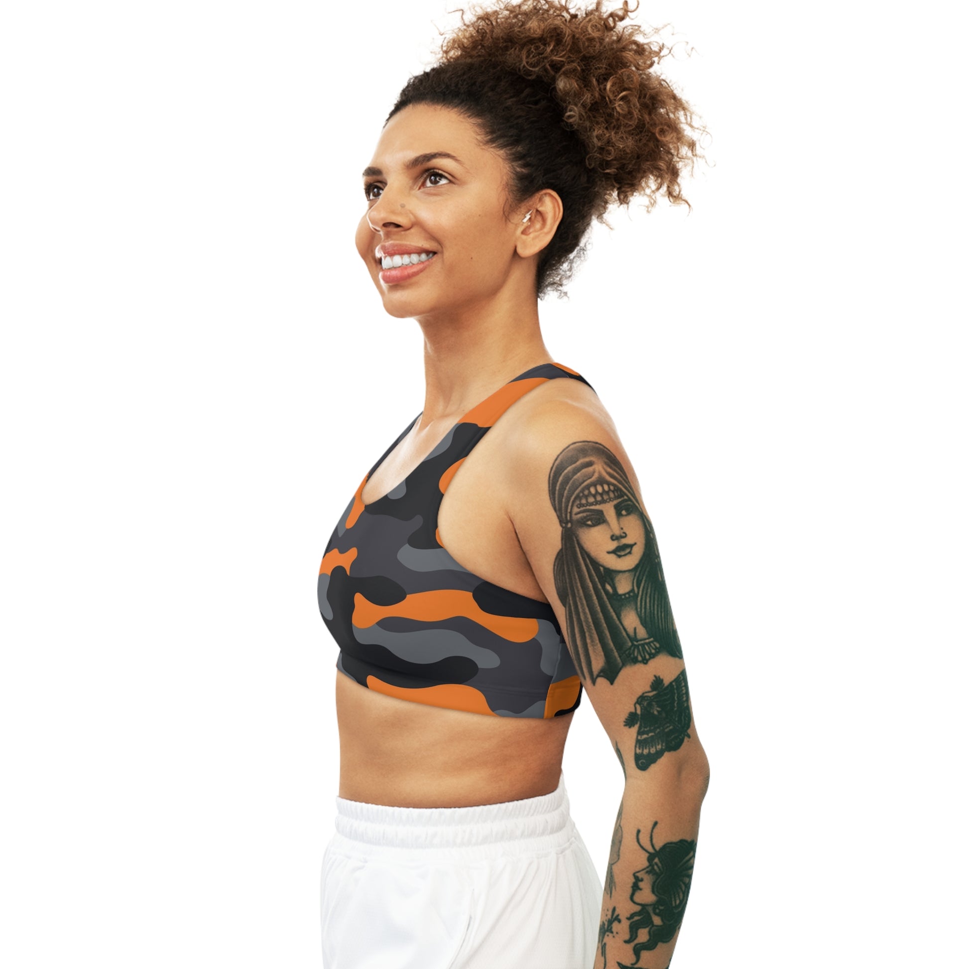 Camo Bra | Orange, Black, and Gray Sports Camouflage