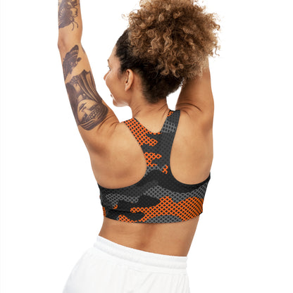 Camo Bra | Black and Orange Pixel Sports Camouflage