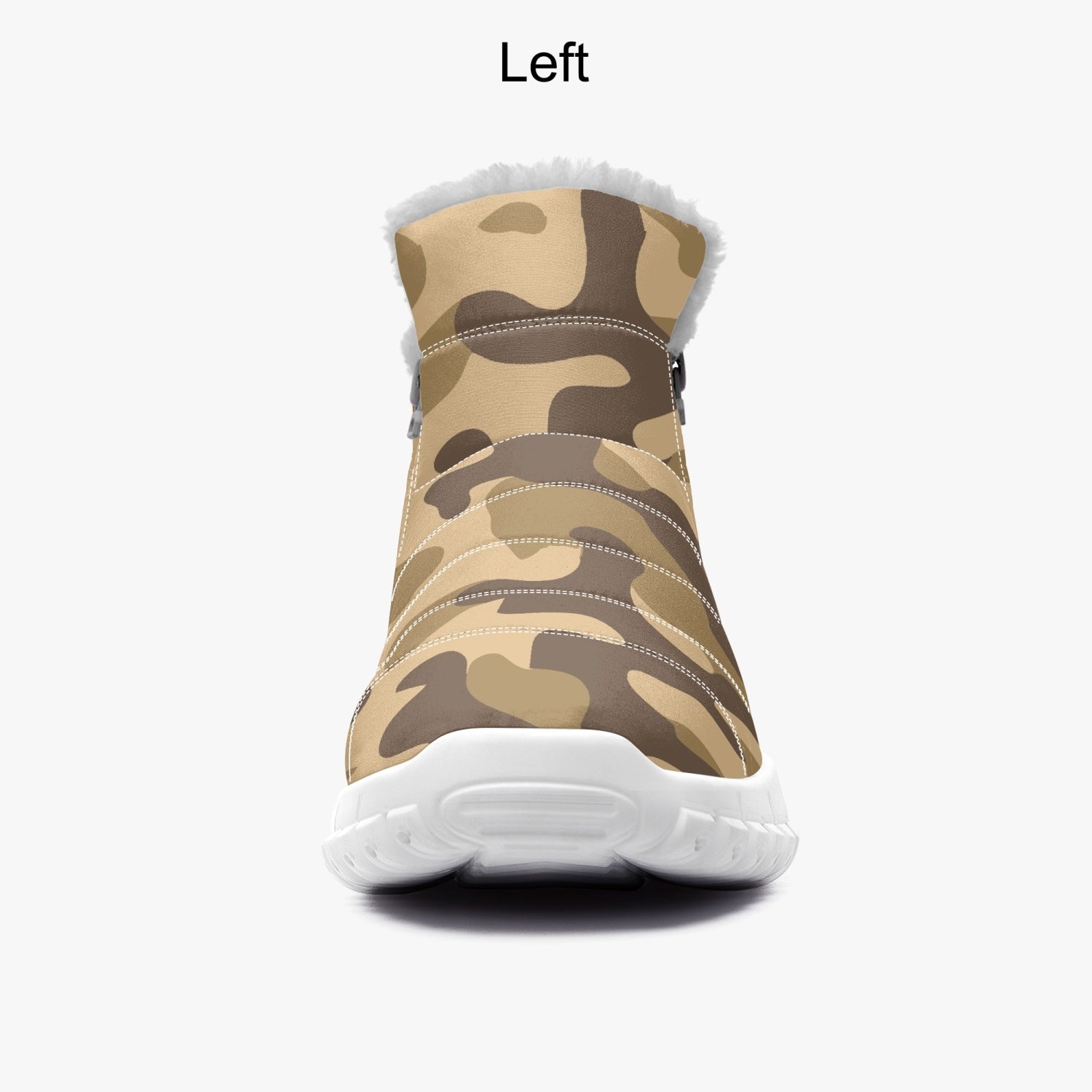 Camo Boots | Cotton-pad Fur Zipper Up | Khaki