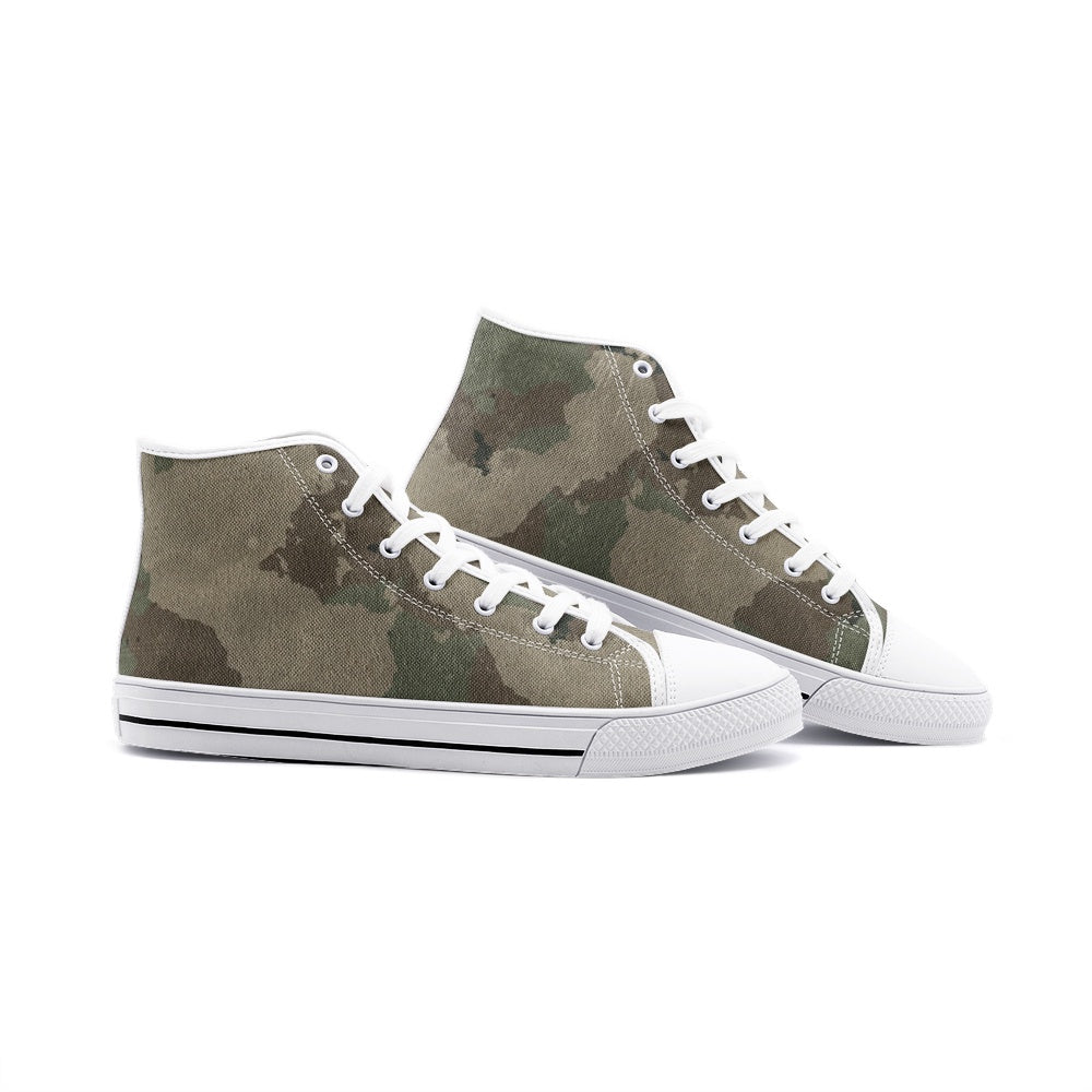 Camo Shoes | High Top Canvas | Dirty Brown Camouflage