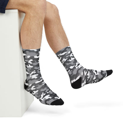 Camo Socks | Black, Gray & White | Sublimation Crew