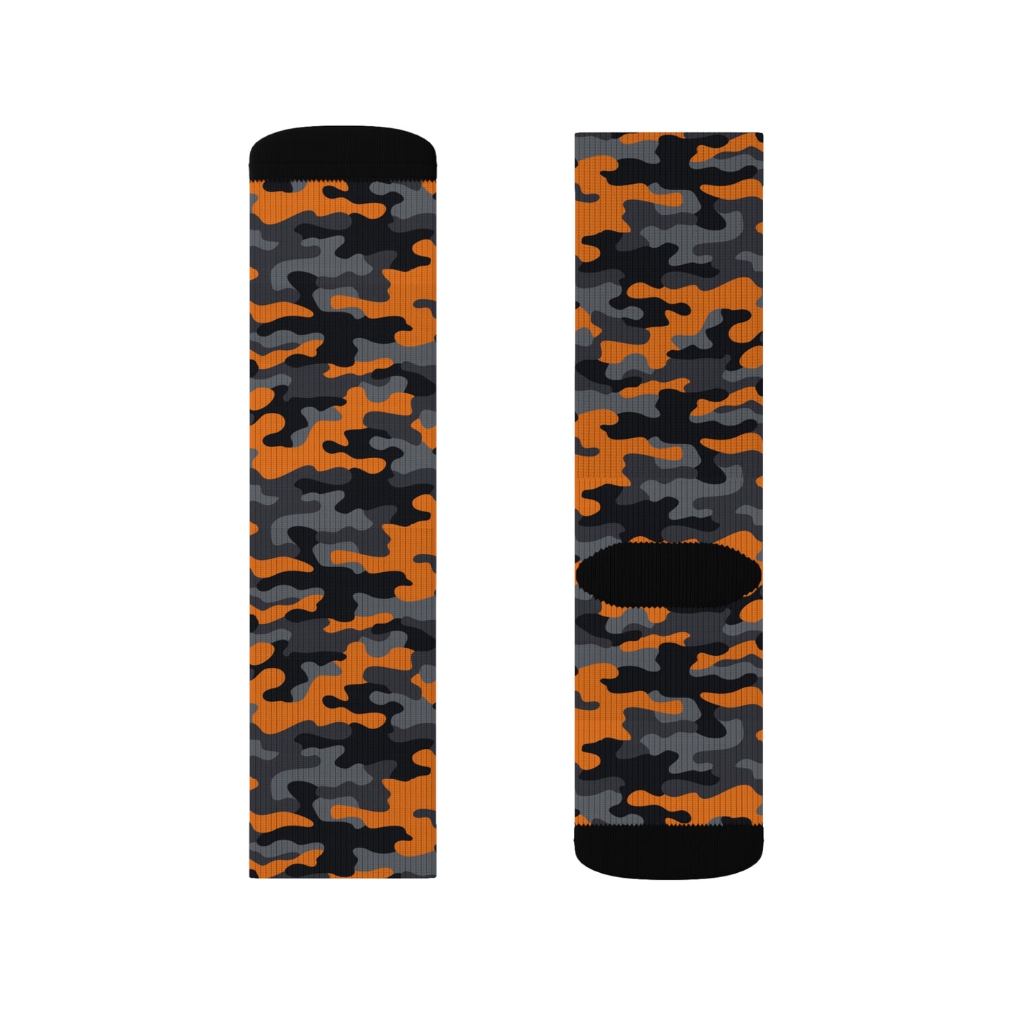 Camo Socks | Orange, Black, and Gray Camouflage