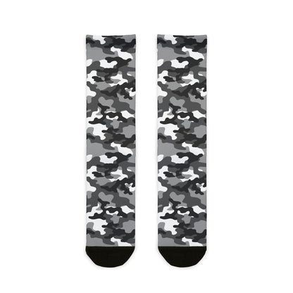 Camo Socks | Black, Gray & White | Sublimation Crew