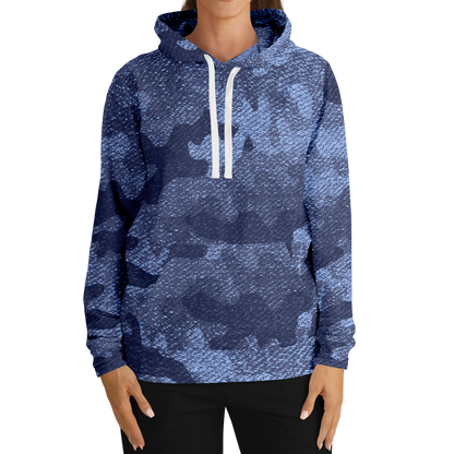 Camo Hoodie | Blue Denim Camouflage Pullover