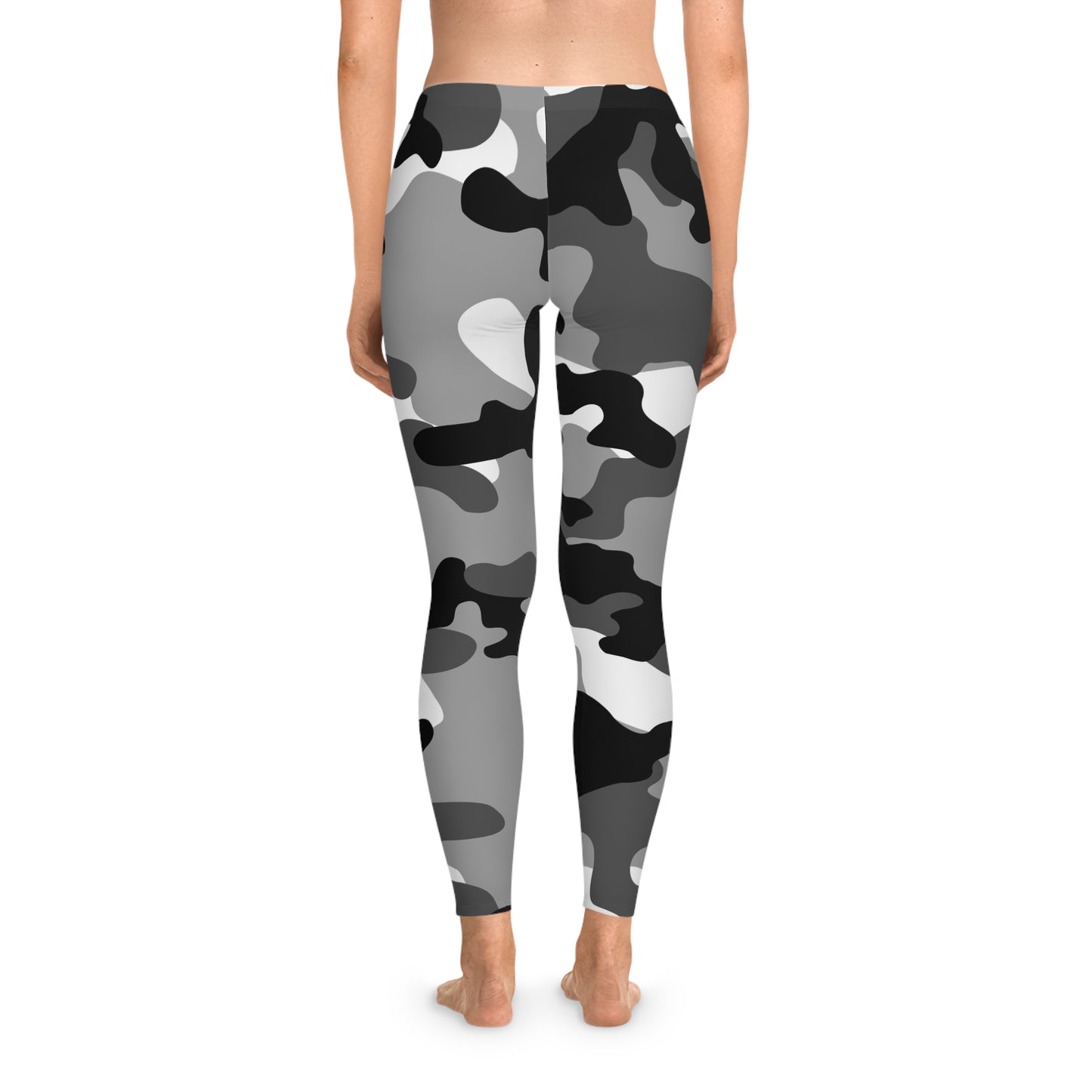 Gray, Black, and White Camo Leggings For Women