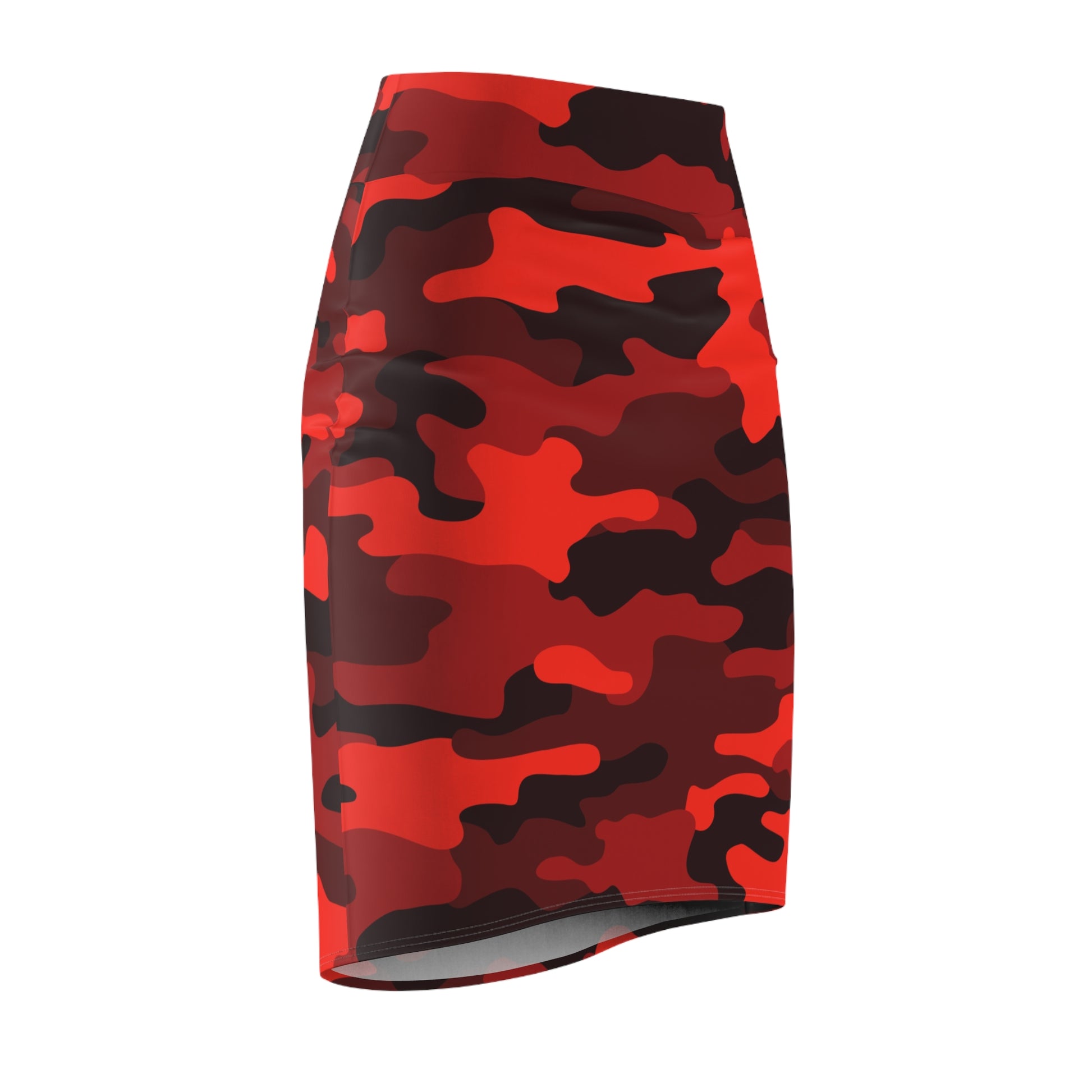 Camo Mini Skirt | Pencil Cut | Scarlet Red & Black Pattern