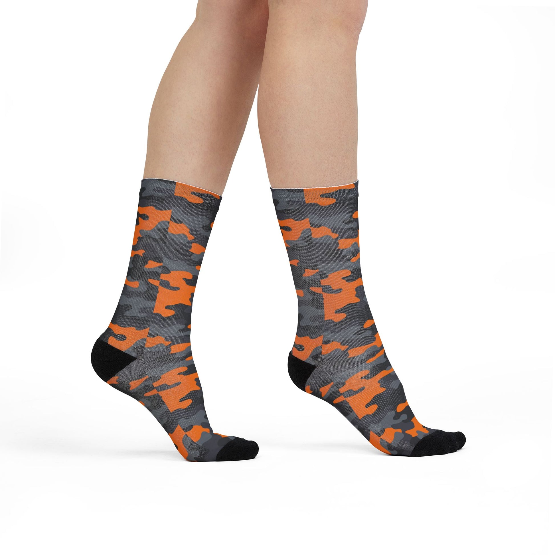 Camo Socks | Orange, Black, and Gray | Sublimation Crew