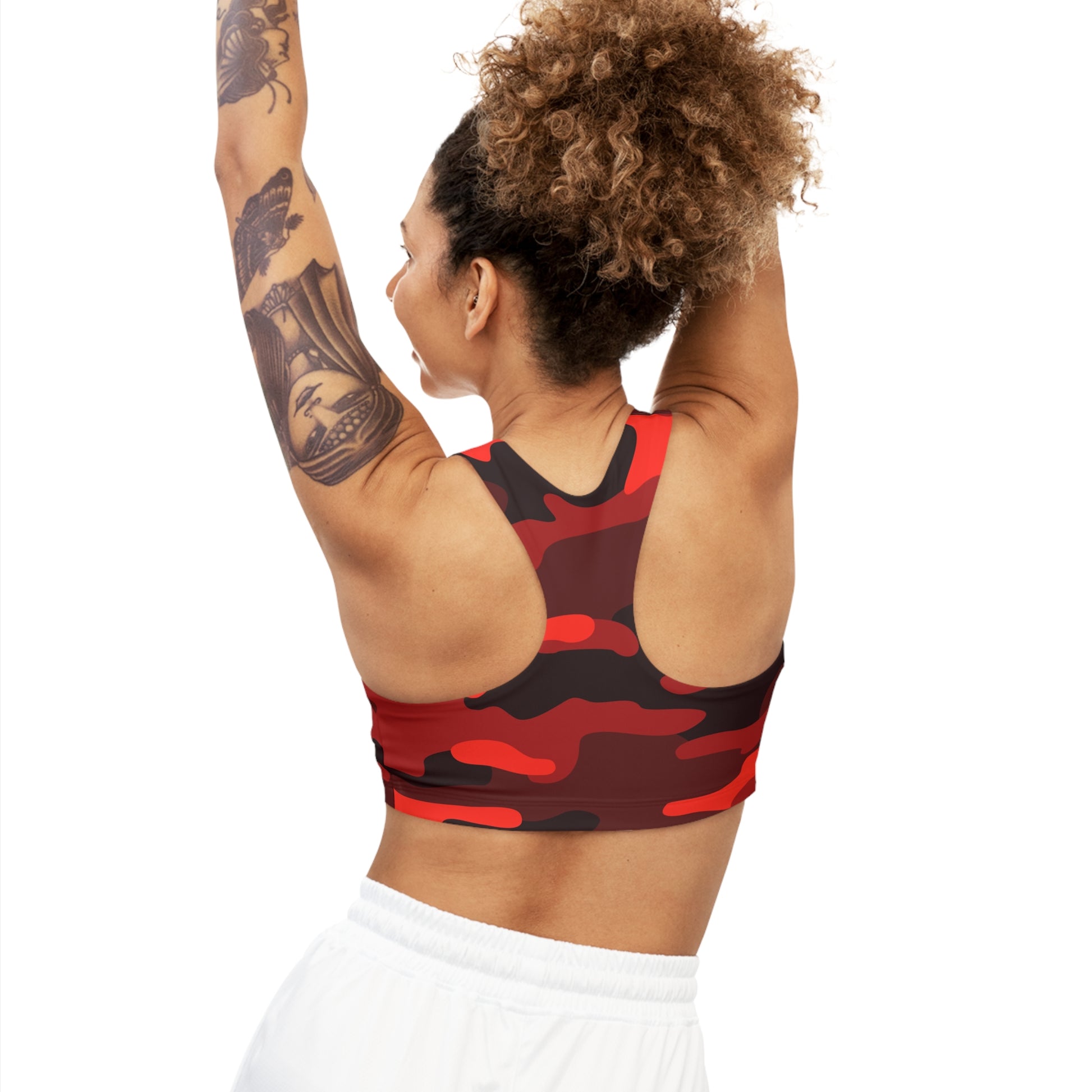 Camo Bra | Scarlet Red & Black Sports Camouflage