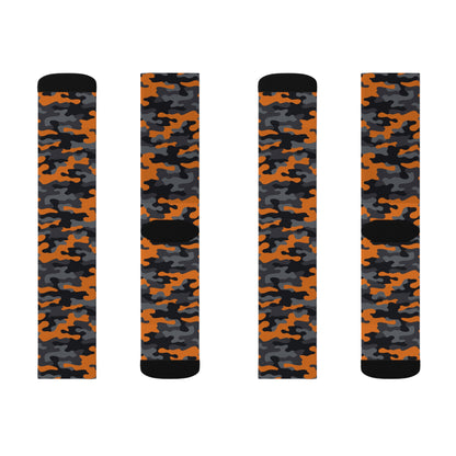 Camo Socks | Orange, Black, and Gray Camouflage