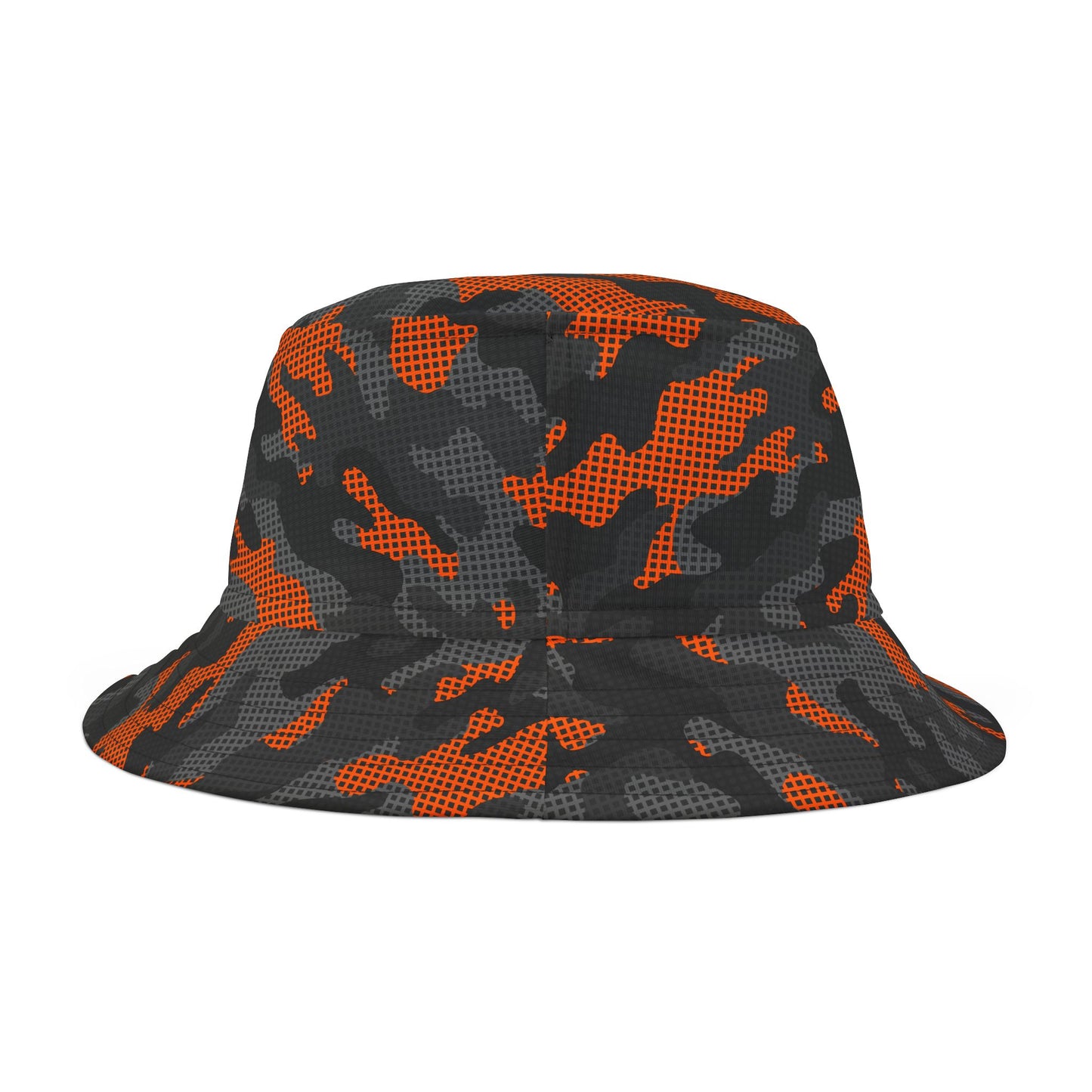 Camo Bucket Hat | Black & Orange Pixel Camouflage