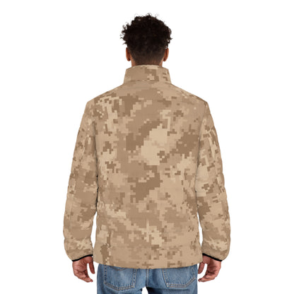 Camo Puffer Jacket For Men | Brown Pixel Digital Camouflage