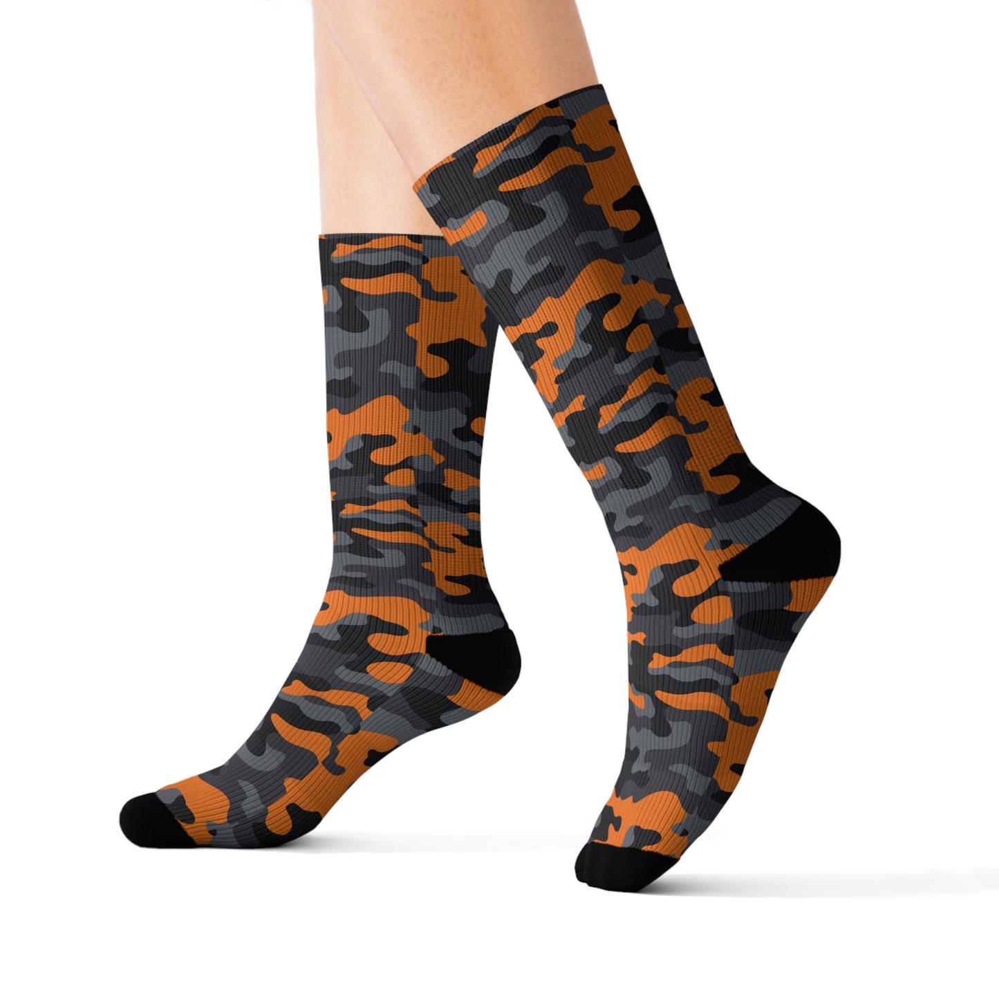 Camo Socks | Orange, Black, and Gray Camouflage