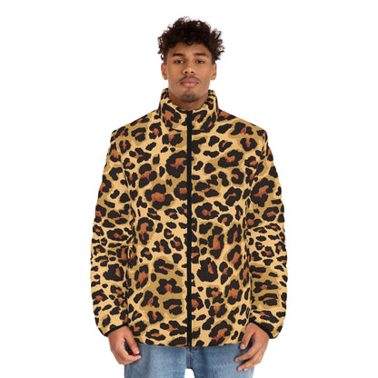 Leopard Puffer Jacket For Men | Classic Brown & Black