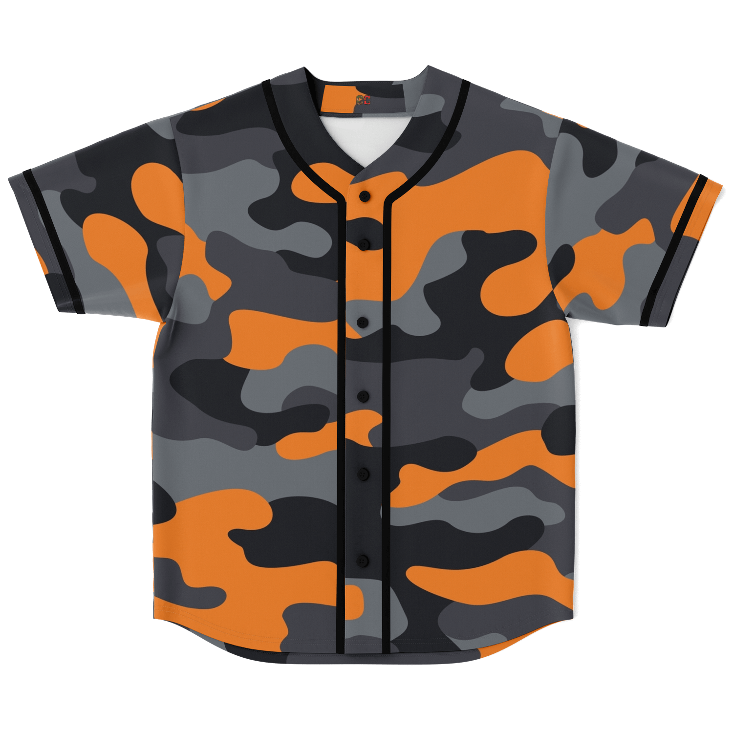 Camo Baseball Jersey | Orange, Gray & Black Camouflage