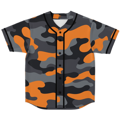 Camo Baseball Jersey | Orange, Gray & Black Camouflage