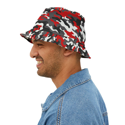 Camo Bucket Hat | Red, Black, and White Camouflage