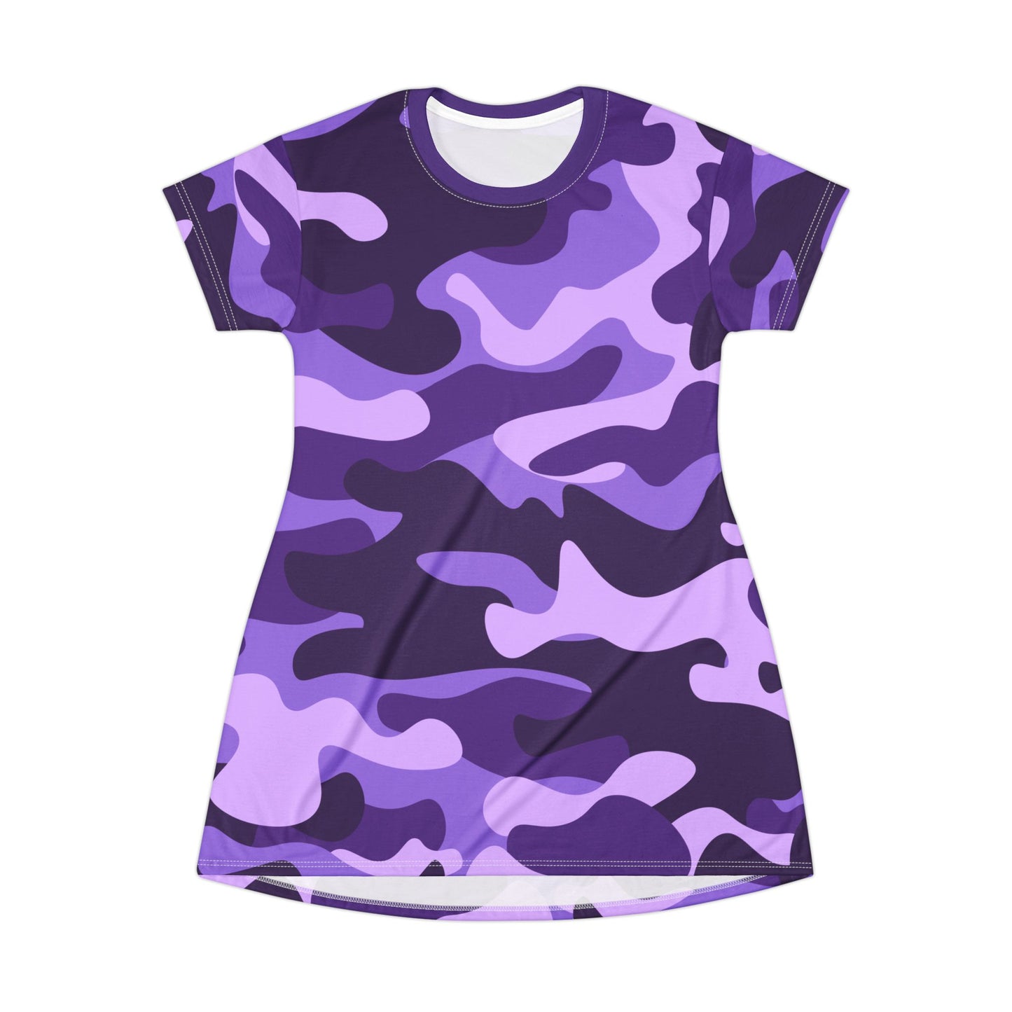 Camo T-Shirt Dress | Purple, Blue, and Mauve Camouflage