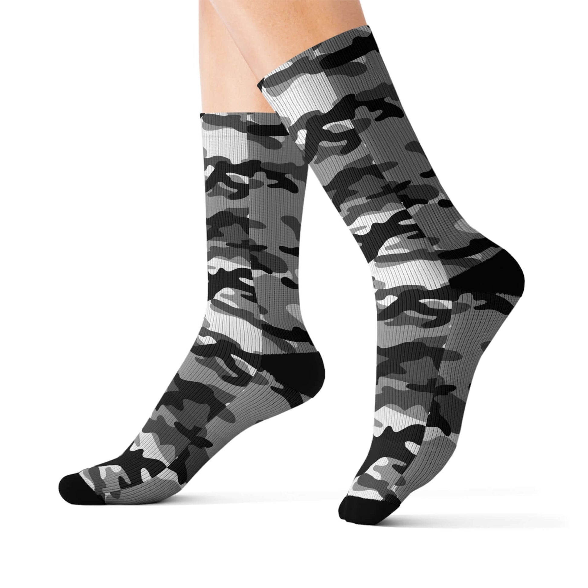 Camo Socks | Black, Gray & White Camouflage