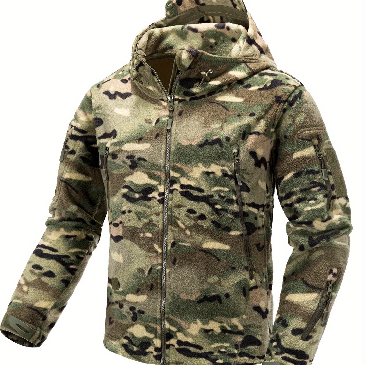 Men's Winter Fleece Jacket | Camo Hooded Warm Coat