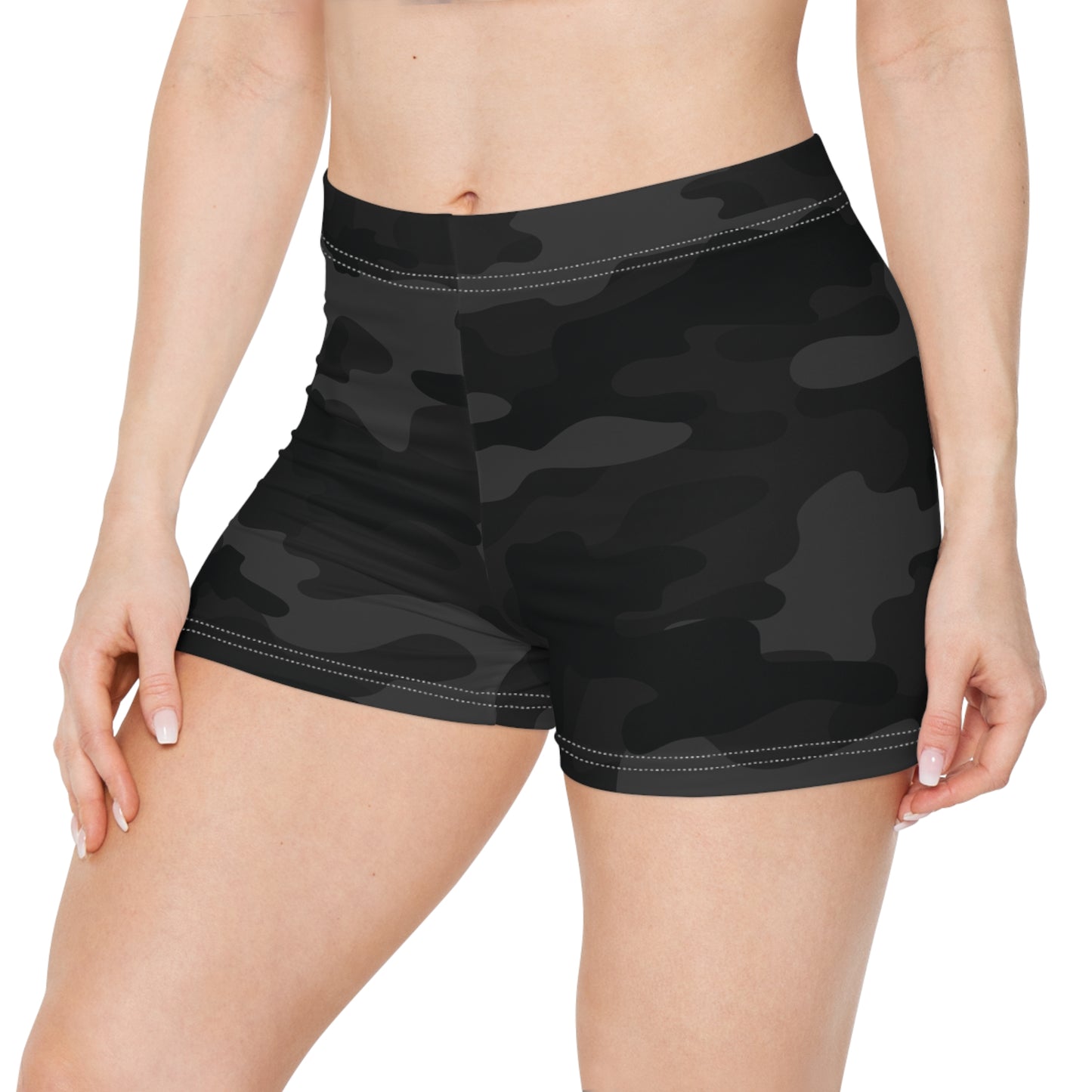 Women's Camo Shorts | Tight Fit | Black Camouflage