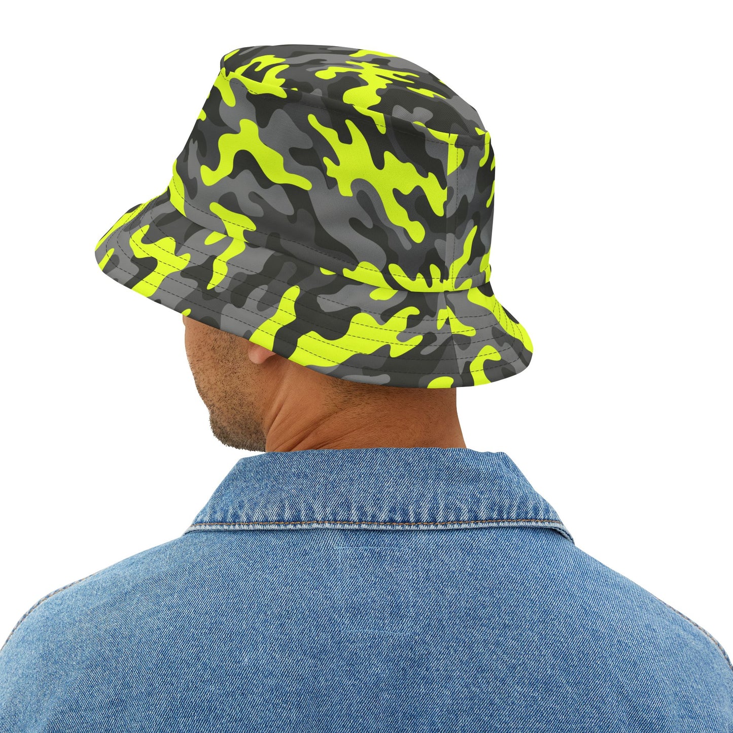 Camo Bucket Hat | Yellow, Black, and Gray Camouflage