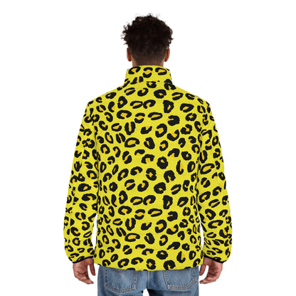 Leopard Puffer Jacket For Men | Yellow & Black