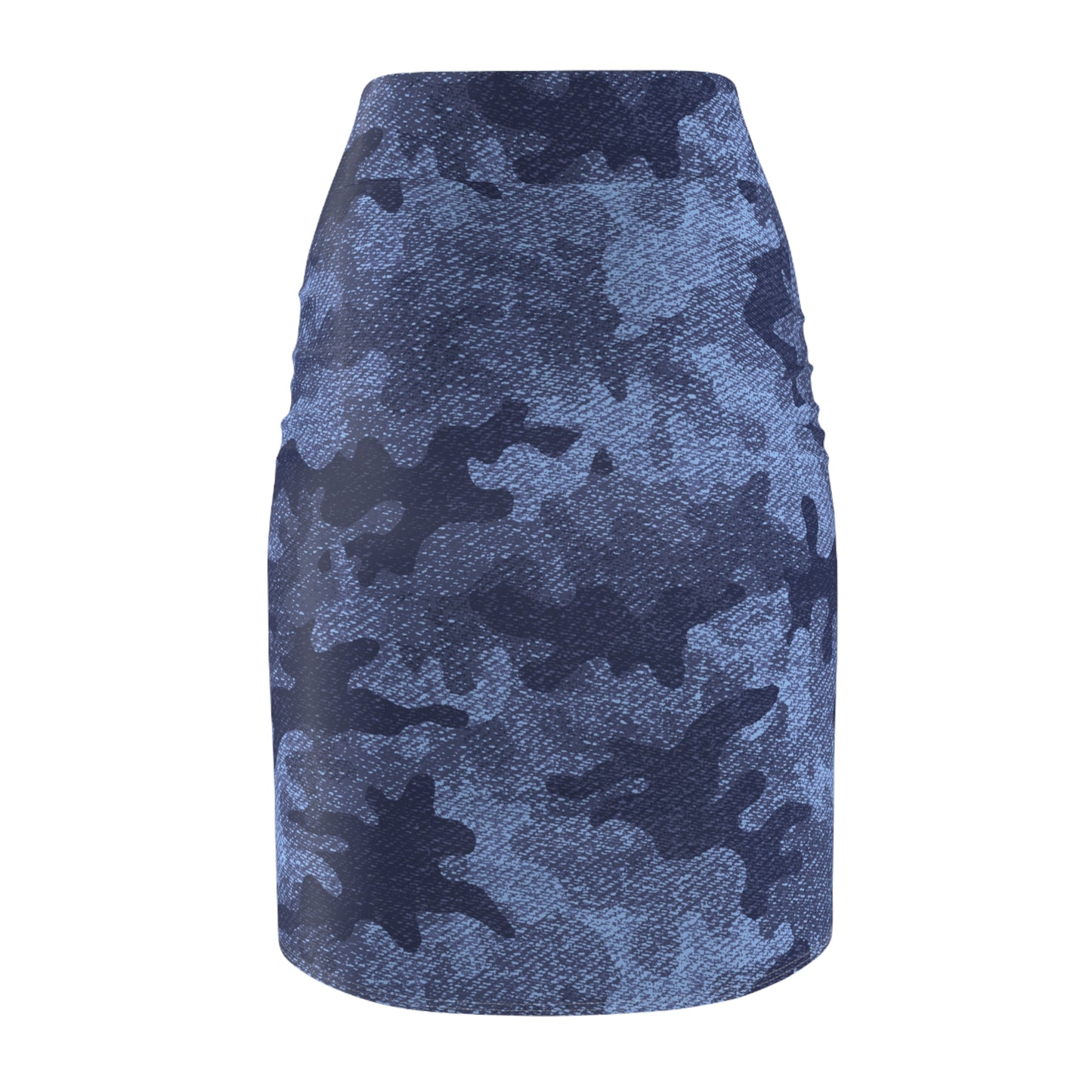 Camo Mini Skirt | Pencil Cut | Denim Blue