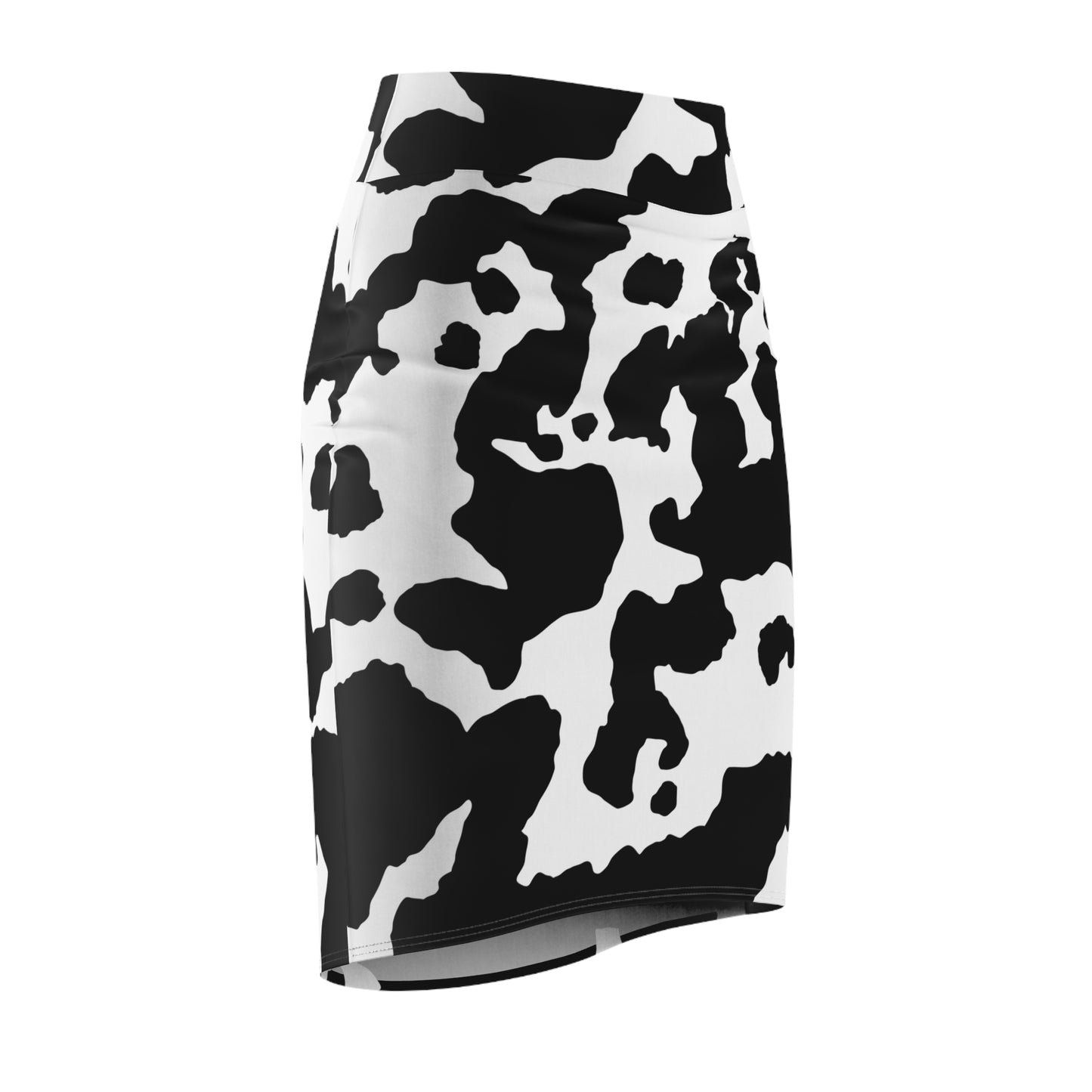 Camo Mini Skirt | Pencil Cut | Black & White Cow Pattern