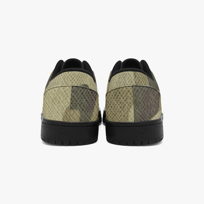 Camo Sneakers | Green Fabric Low-Top Leather Camouflage Shoes