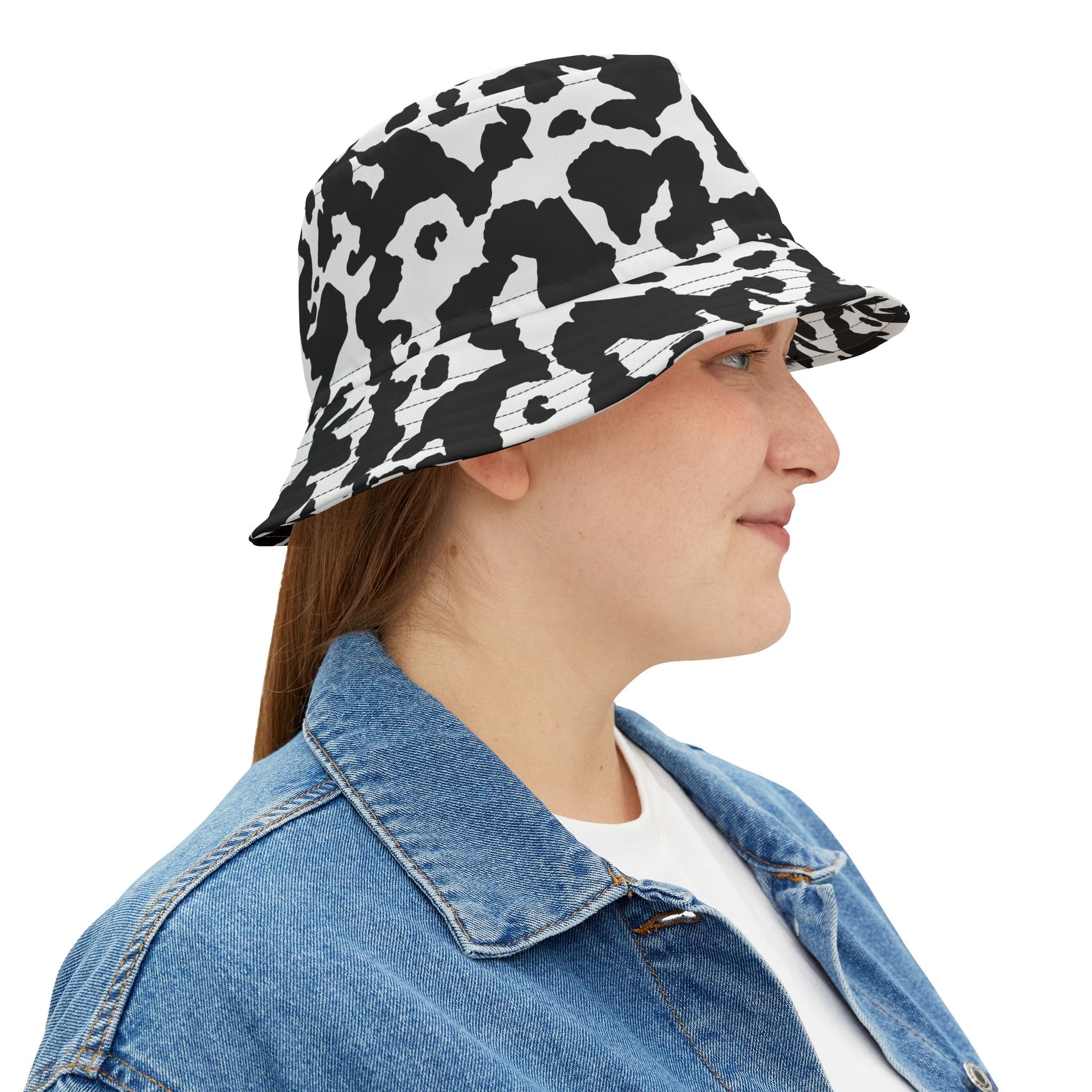 Camo Bucket Hat | Black & White Cow Camouflage